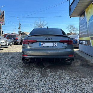 Дифузор заднього бамперу на Audi A4 B9 2015-2019 Full Black Chrome Pipe (в стилі RS4) V2 S-Line 427793 фото