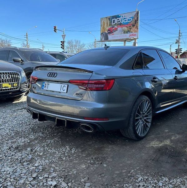 Дифузор заднього бамперу на Audi A4 B9 2015-2019 Full Black Chrome Pipe (в стилі RS4) V2 S-Line 427793 фото