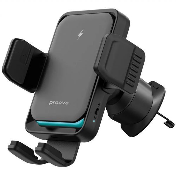 Автотримач Proove Sonic Pro з бездорот. зарядкою 15W (чорний) 523301 фото