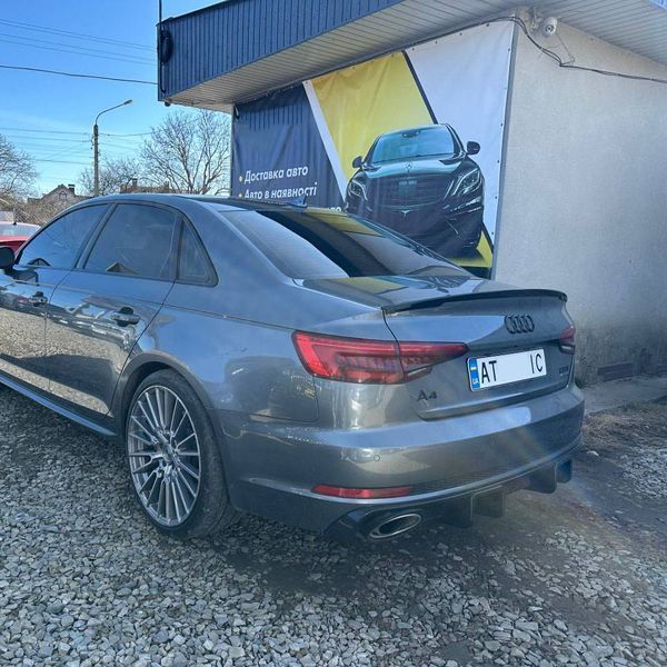 Дифузор заднього бамперу на Audi A4 B9 2015-2019 Full Black Chrome Pipe (в стилі RS4) V2 S-Line 427793 фото