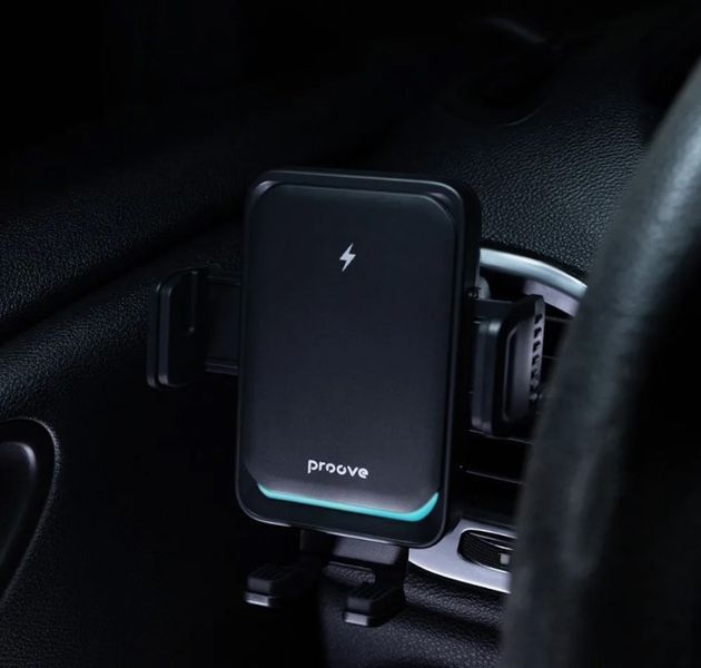 Автотримач Proove Sonic Pro з бездорот. зарядкою 15W (чорний) 523301 фото
