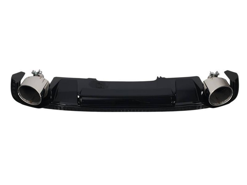 Диффузор (заднего бампера) Full Black/Chrome Pipe (в стиле RS4) V3 S-Line на Audi A4 B9 2015-2019 года 21362 фото