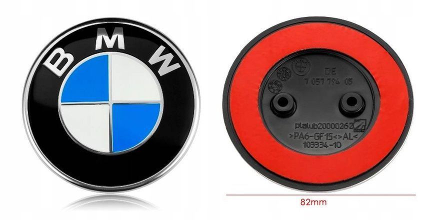 Автологотип емблема BMW 51147057794 синьо-білий 2pin 82мм 417896 фото