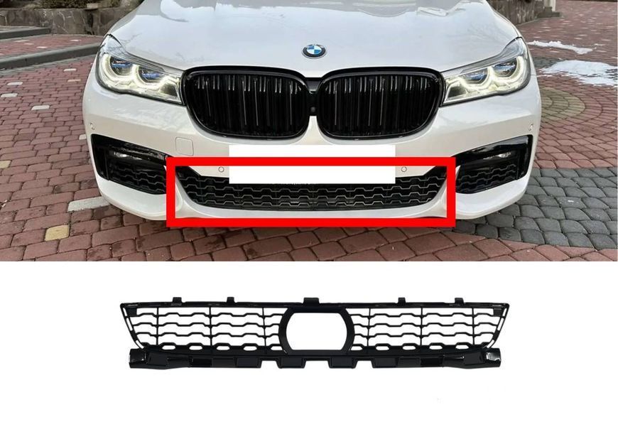Решетки в бампер средняя (под радар) M-Paket на BMW 7 G11, G12 2015-2019 429215 фото