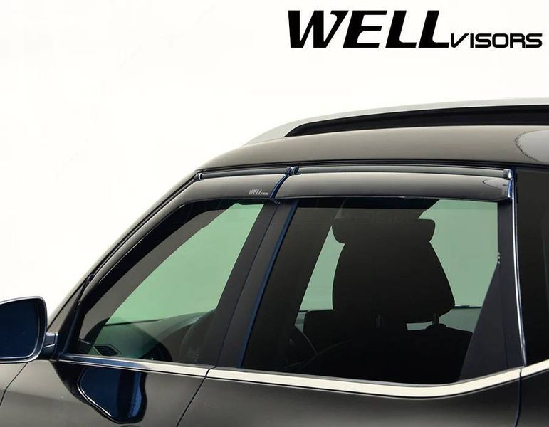 Дефлекторы окон на Kia Seltos 2021- с черным молдингом WELLvisors 356219 фото