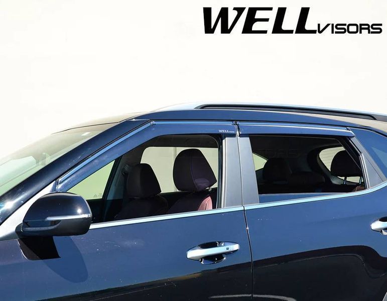 Дефлекторы окон на Kia Seltos 2021- с черным молдингом WELLvisors 356219 фото