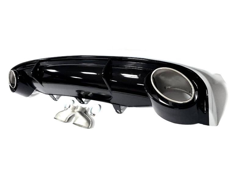 Диффузор (заднего бампера) Black Silver/Chrome Pipe (в стиле RS7) на Audi A7 2010-2014 429700 фото