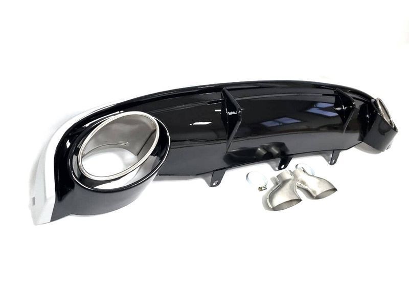 Диффузор (заднего бампера) Black Silver/Chrome Pipe (в стиле RS7) на Audi A7 2010-2014 429700 фото