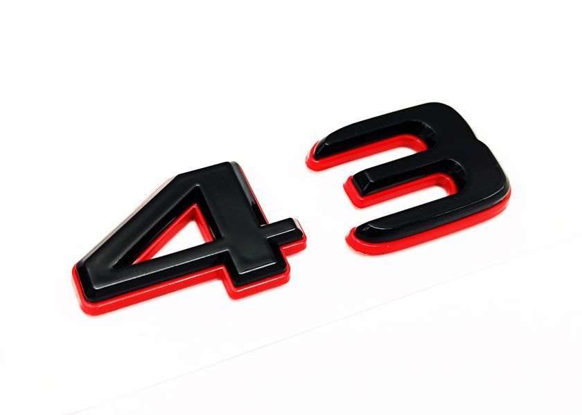 Автологотип емблема напис Mercedes C43 Black Red чорний глянець з червоною окантовкою 523118 фото