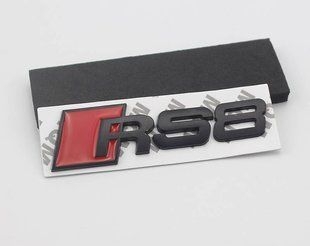 Автологотип емблема напис Audi RS8 red black на кришку багажника матова 241279 фото