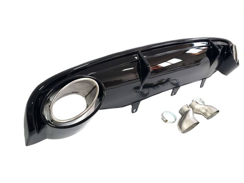 Диффузор (заднего бампера) Full Black/Chrome Pipe (в стиле RS7) на Audi A7 2010-2014 429701 фото
