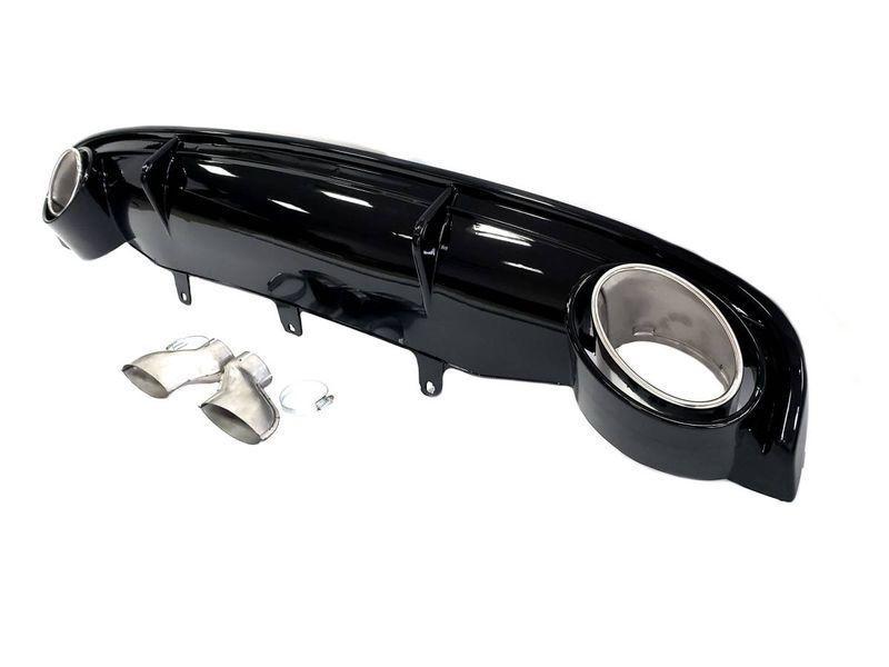 Диффузор (заднего бампера) Full Black/Chrome Pipe (в стиле RS7) на Audi A7 2010-2014 429701 фото