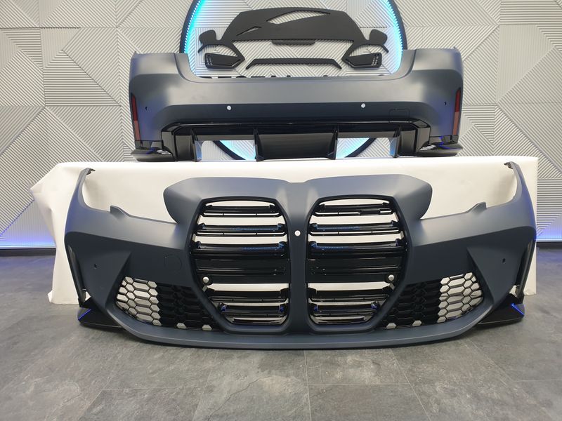 Комплект обвісу передній і задній бампер на BMW 3 G20, G21 2018-2022 стиль M3 G80 522278 фото