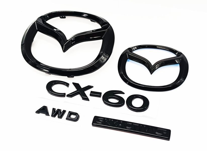 Автологотип надпись эмблемы Mazda CX-60 комплект черный глянец 522709 фото