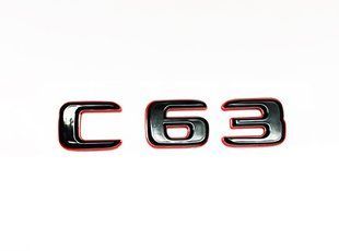 Автологотип шильдик эмблема надпись Mercedes C63 Black Red черный глянец с красной окантовкой 523120 фото