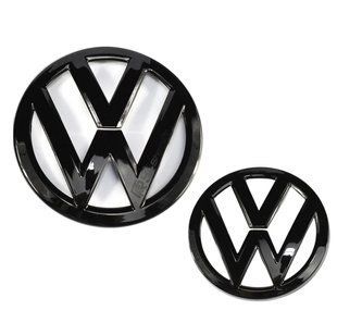 Накладки на емблеми Volkswagen Golf 7 2012-2017 черный глянец в радиаторной решетке +на крышку багажника 423262 фото