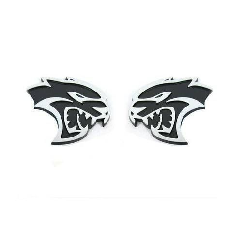 Автологотип шильдик эмблема Dodge Hellcat Head black на крилья комплект 2шт 364562 фото