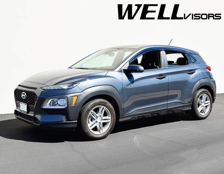 Дефлектори вікон для Hyundai Kona 2018- з чорним молдингом WELLvisors 3-847HY018 208974 фото