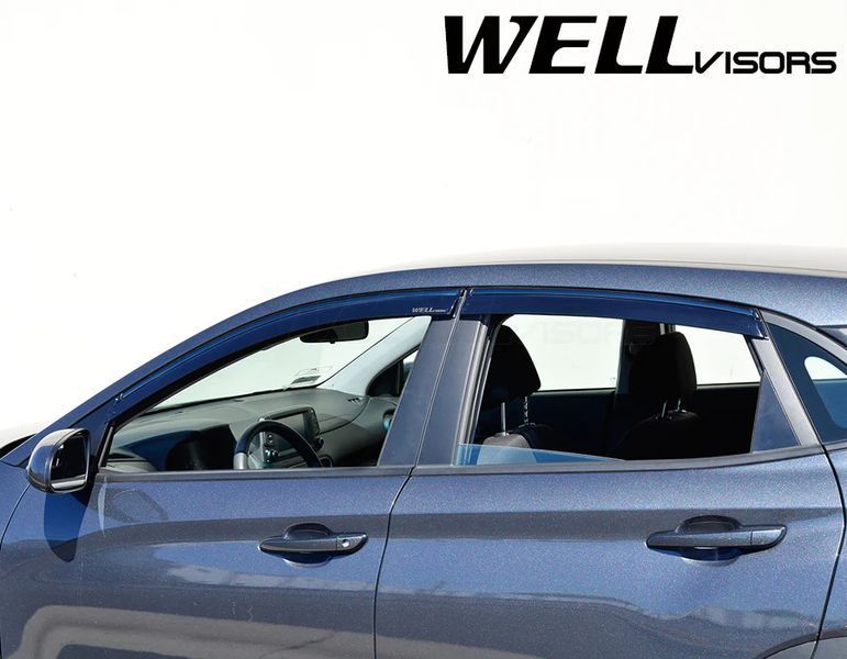 Дефлектори вікон для Hyundai Kona 2018- з чорним молдингом WELLvisors 3-847HY018 208974 фото
