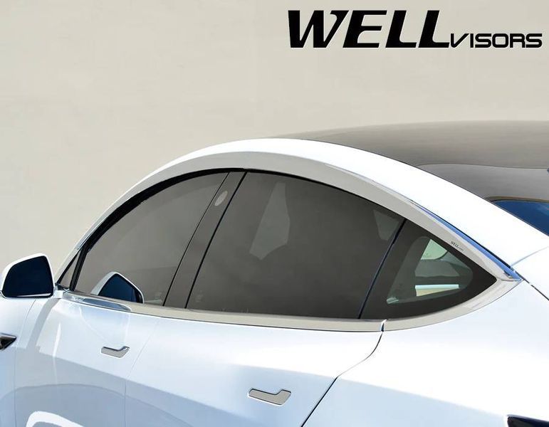Дефлектори вікон для Tesla Model 3 2017-2021 хромовані Premium Series WELLvisors 3-847TE001 357530 фото