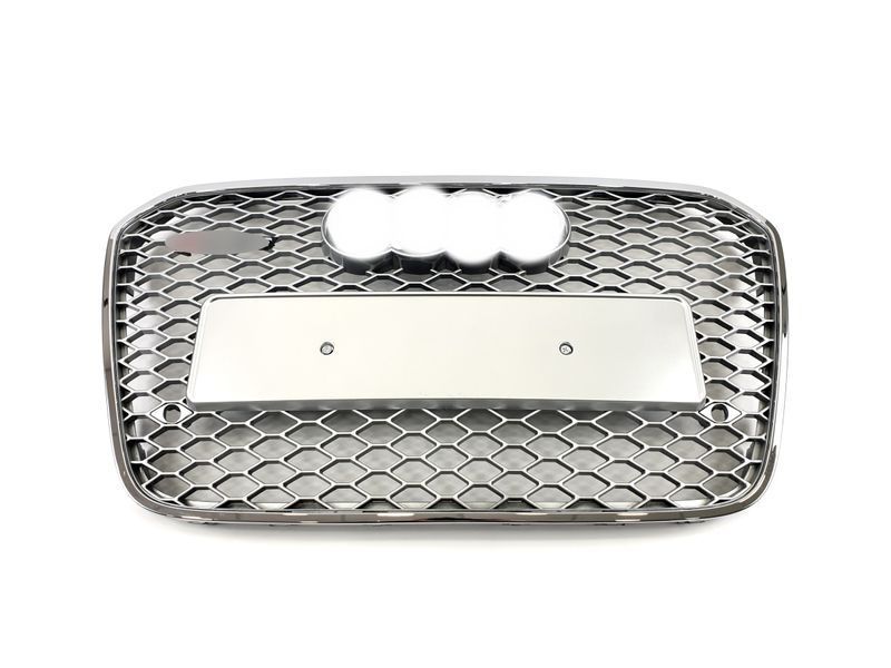 Решітка радіатора на Audi A6 C7 2011-2014 стиль RS6 Silver Chrome 427304 фото
