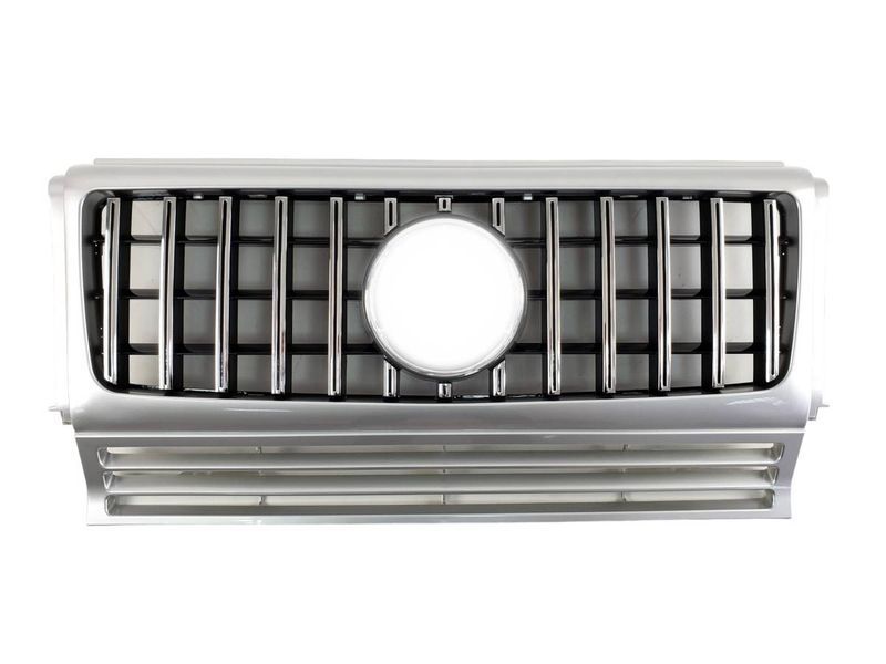 Решетка радиатора на Mercedes G-class W463 1990-2018 GT Chrome Silver 427634 фото Решетка радиатора на Mercedes G-class W463 1990-2018 GT Chrome Silver 427634 фото
