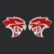 Автологотип шильдик эмблема Dodge Hellcat Head red chrome на крилья комплект 2шт 364563 фото 1