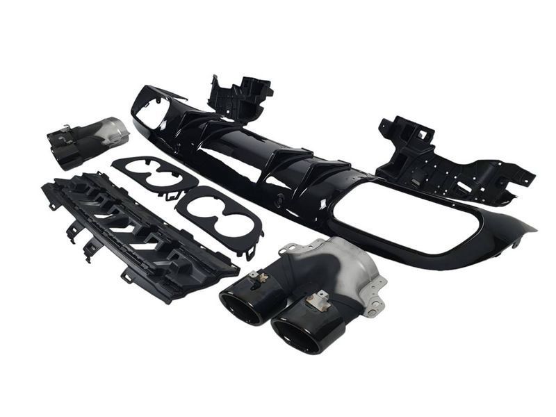 Диффузор (заднего бампера) Black / Black Pipe (стиль C43S) Coupe на Mercedes C-class W205 2018-2021 427847 фото