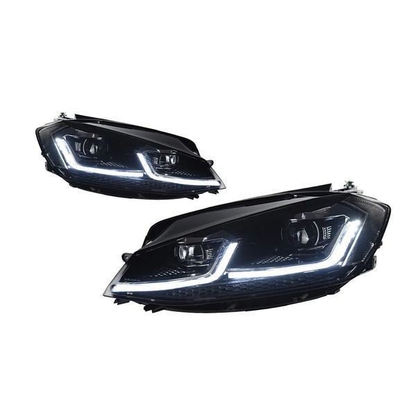 Передние фары на Volkswagen Golf 7.5 2017-2015 FULL LED вместо штатных галогеновых фар 430489 фото