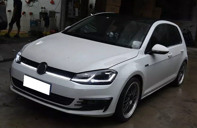 Передние фары на Volkswagen Golf 7.5 2017-2015 FULL LED вместо штатных галогеновых фар 430489 фото