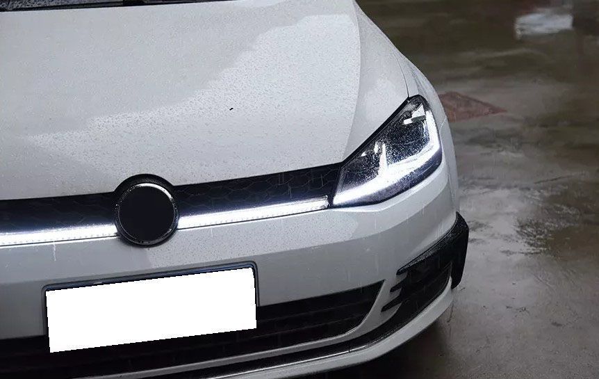 Передние фары на Volkswagen Golf 7.5 2017-2015 FULL LED вместо штатных галогеновых фар 430489 фото