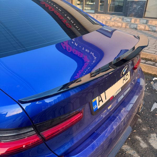 Спойлер на машину BMW 3 G20 2018- M4 стиль черный глянец 355160 фото