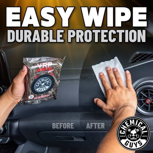 Салфетки Chemical Guys VRP Protectant Car Wipes for Vinyl, Rubber, and Plastic 50 Wipes 408577 фото
