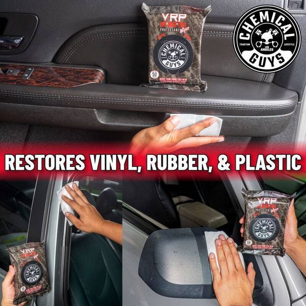 Салфетки Chemical Guys VRP Protectant Car Wipes for Vinyl, Rubber, and Plastic 50 Wipes 408577 фото