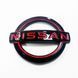 Автологотип шильдик эмблема надпись Nissan 103x84мм Red черный глянец 523632 фото 2