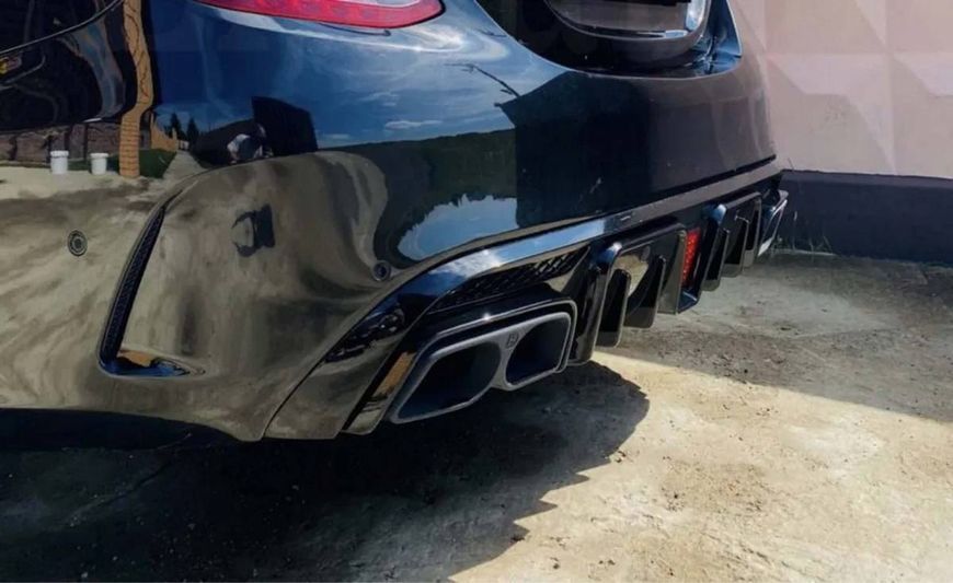 Диффузор (заднего бампера) Full Black (стиль C63 Brabus) Sedan на Mercedes C-class W205 2014-2018 427849 фото