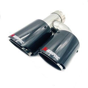 Двойная насадка на глушитель Akrapovic 63мм на 90x2 мм правая карбон глянец 320539 фото