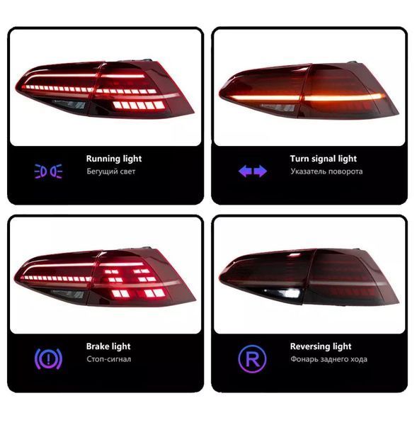 Задние фонари на Volkswagen Golf 7 2013-2017 LED стиль 7.5 красные RSU 430486 фото