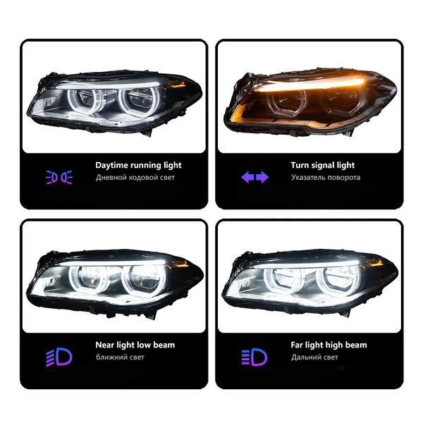 Передние фары на BMW 5 Series F10 2013-2017 FULL LED вместо оригинальных ксеноновых неадаптивных фар SY 430401 фото