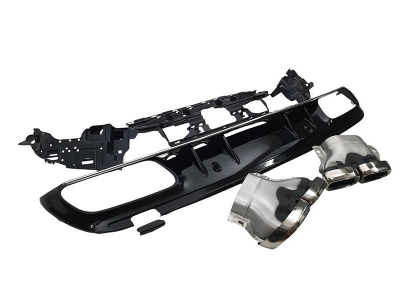 Диффузор (заднего бампера) Chrome Black / Chrome Pipe (стиль C63 S) Sedan на Mercedes C-class W205 2018-2021 427850 фото