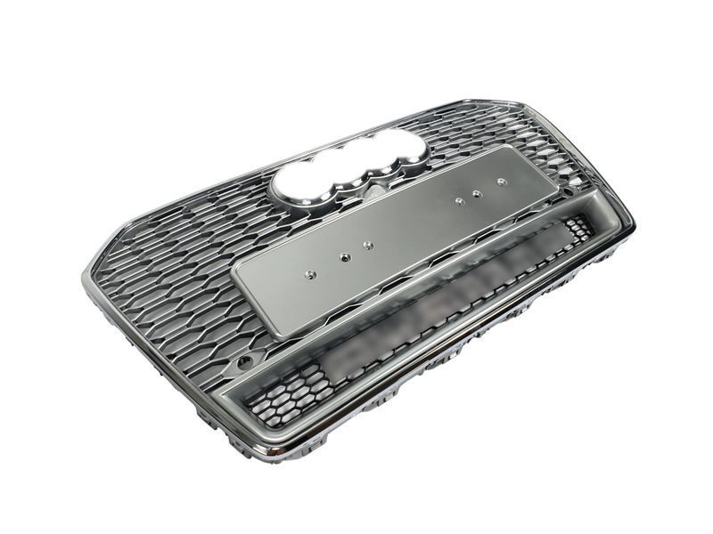 Решетка радиатора на Audi A6 C7 2014-2018 в стиле RS6 Silver Chrome quattro 427316 фото