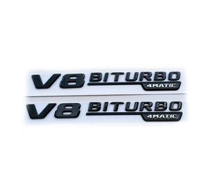 Автологотип емблема напис Mercedes V8 Biturbo 4matic black x2 416040 фото