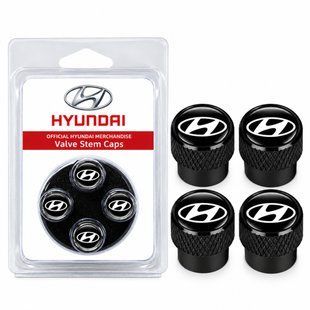 Колпачки на ниппель с логотипом авто Hyundai черного цвета 524022 фото