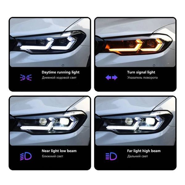 Передні фари на BMW 5 Series G30 2017-2020 FULL LED замість оригінальних ксенонових фар 2020 look 430403 фото Передні фари на BMW 5 Series G30 2017-2020 FULL LED замість оригінальних ксенонових фар 2020 look 430403 фото