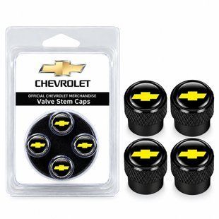 Колпачки на ниппель с логотипом авто Chevrolet черного цвета 524058 фото
