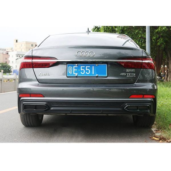 Накладки на задній бампер Ауді A6 C8 2018- Sedan Dynamic Чорний глянець 409209 фото