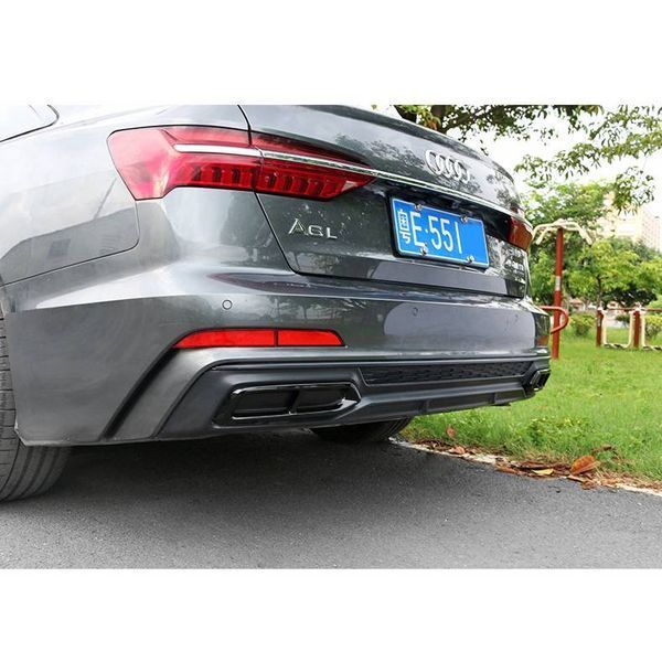 Накладки на задній бампер Ауді A6 C8 2018- Sedan Dynamic Чорний глянець 409209 фото