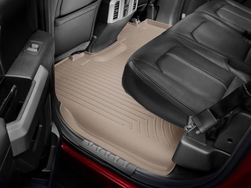 3D килимки для Ford F-150 2014-2020, 2021- SuperCrew бежеві задні Bucket Seating WeatherTech 456972 141183 фото