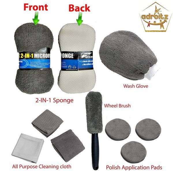 Набор аппликаторов и фибр по уходу за авто Pro-User 9 in 1 Car Cleaning kit 356755 фото