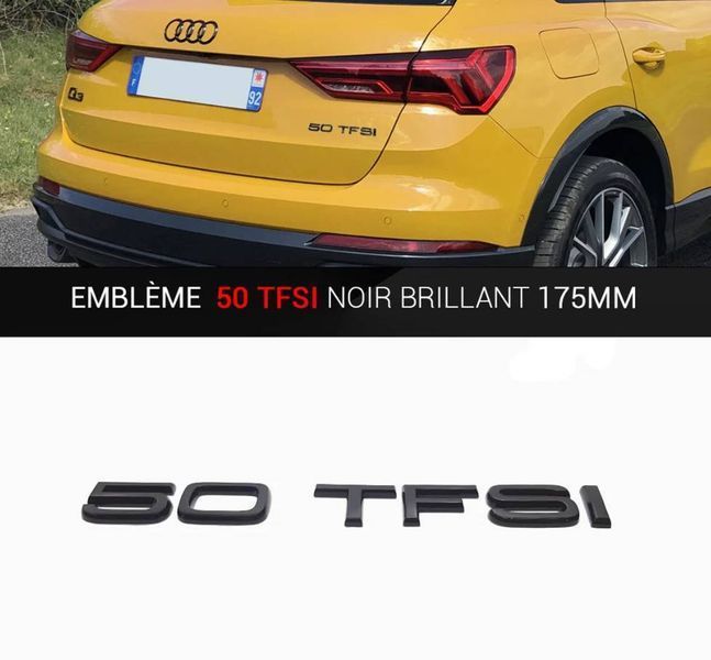 Автологотип емблема напис Audi 50 TFSI чорна на кришку багажника 241289 фото